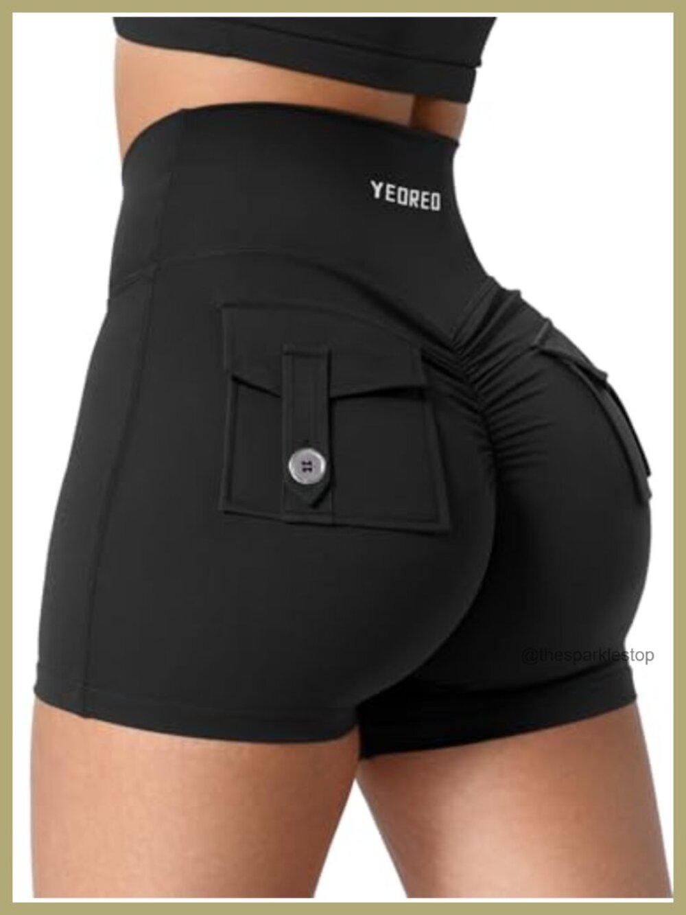 High Waisted Scrunch Workout Shorts With Pockets Biker Yoga Shorts